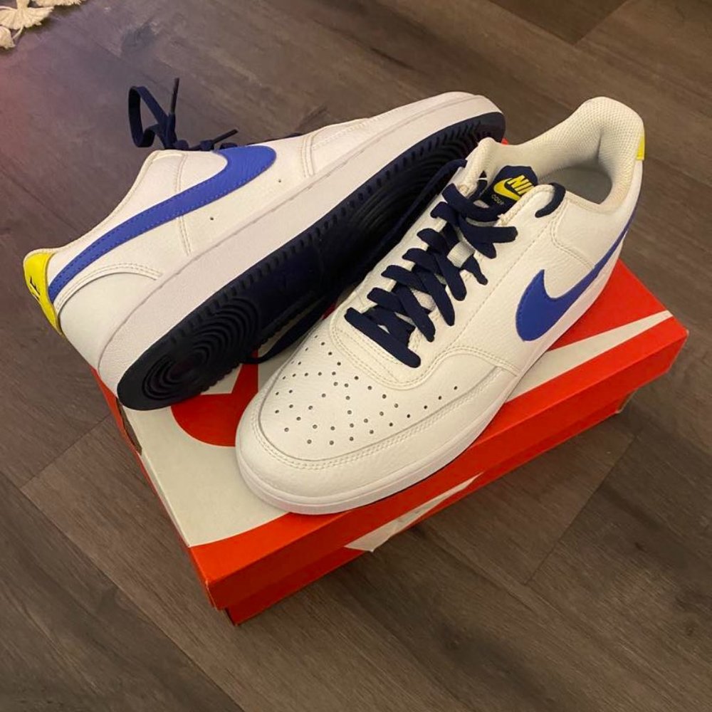 Nike Men's Court Vision Shoes (White/Blue/Yellow)